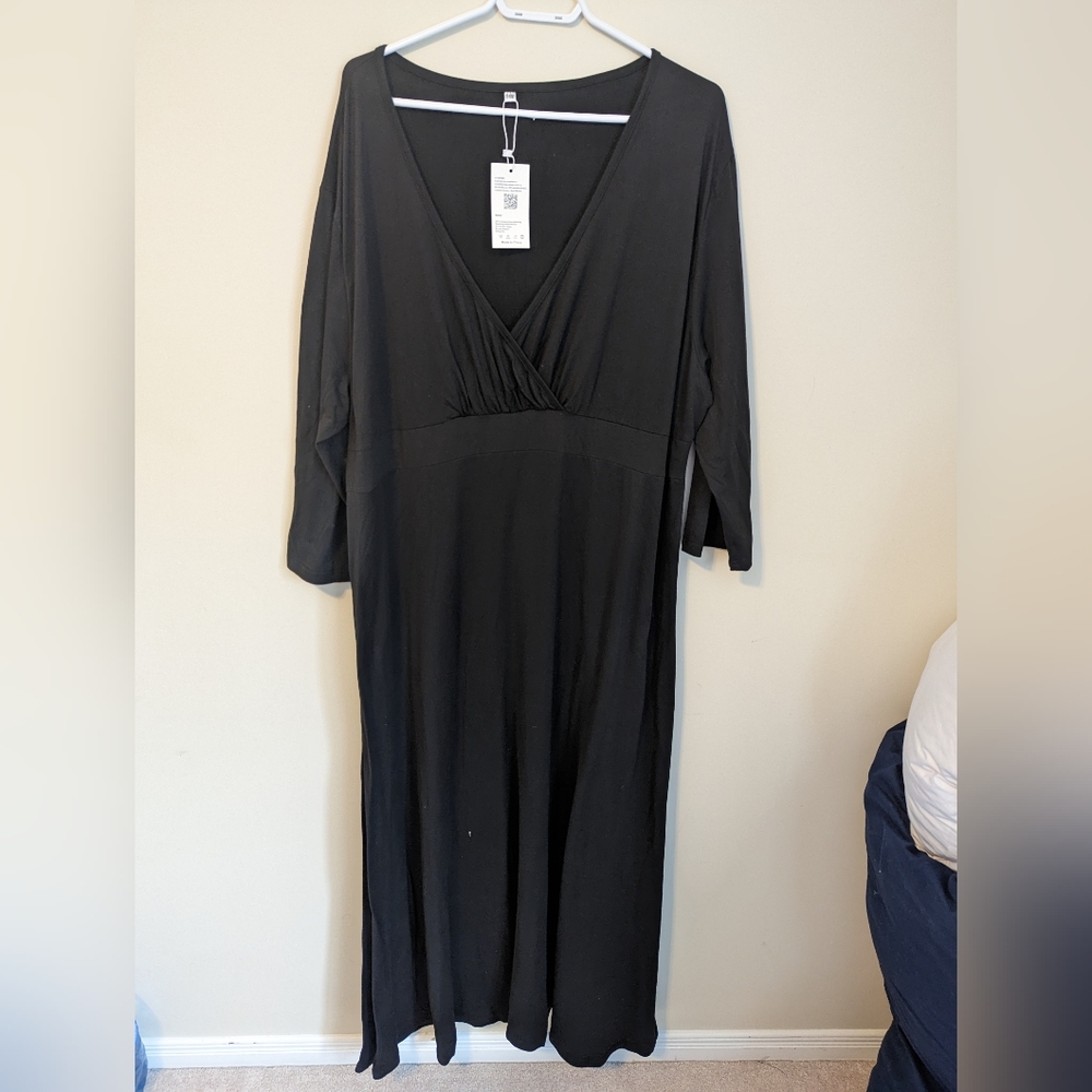 KARALIN Women's V-Neck 3/4 Sleeve Plus Size Maxi Dress